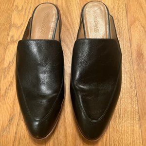Madewell Black Leather Italian Slides Loafers Size 11.